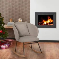 Sedia A Dondolo Moderna Poltrona Soggiorno Legno Cuscino Houpa -Negozio al dettaglio VIDAXL || HOMCOM || Songmics 54101771 3