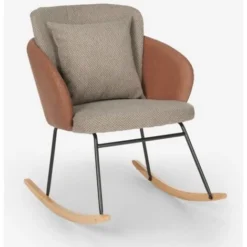 Sedia A Dondolo Moderna Legno Poltrona Soggiorno Cuscino Supoles