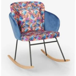 Sedia A Dondolo Velluto Poltrona Moderna Soggiorno Cuscino Botanika