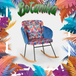 Sedia A Dondolo Velluto Poltrona Moderna Soggiorno Cuscino Botanika -Negozio al dettaglio VIDAXL || HOMCOM || Songmics 54101774 3