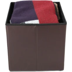 Todeco Panca Pieghevole In Pelle, Ottomana Pieghevole Per Conservare - Carico Massimo: 150 Kg - Materiale: Finta Pelle - Cucita E Con Finitura Trapuntata, 38 X 38 X 38 Cm, Marrone -Negozio al dettaglio VIDAXL || HOMCOM || Songmics 54376699 4