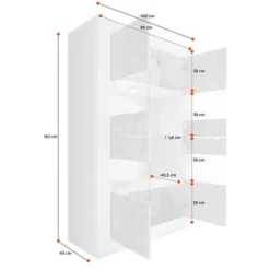 Vetrina Doppia Colonna Beta Bianca Lucida Con 4 Ante Cemento -Negozio al dettaglio VIDAXL || HOMCOM || Songmics 54485198 4