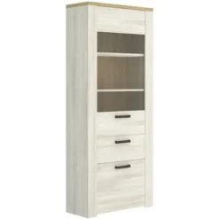 Vetrina Alta 188 Cm Amelia Rovere Sbiancato E Rovere Chiaro Con Due Ante Ed Un Cassetto Rovere Sbiancato E Rovere Chiaro -Negozio al dettaglio VIDAXL || HOMCOM || Songmics 54565866 3