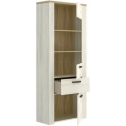 Vetrina Alta 188 Cm Amelia Rovere Sbiancato E Rovere Chiaro Con Due Ante Ed Un Cassetto Rovere Sbiancato E Rovere Chiaro -Negozio al dettaglio VIDAXL || HOMCOM || Songmics 54565866 4