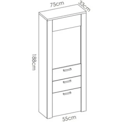 Vetrina Alta 188 Cm Amelia Rovere Sbiancato E Rovere Chiaro Con Due Ante Ed Un Cassetto Rovere Sbiancato E Rovere Chiaro -Negozio al dettaglio VIDAXL || HOMCOM || Songmics 54565866 5