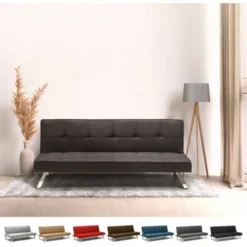 Divano Letto In Tessuto 2 Posti Design Moderno Gemma Pronto Letto Colore: Grigio Scuro