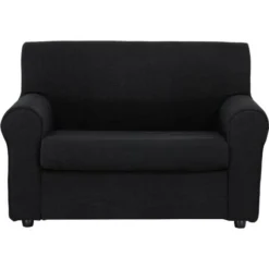 Divano 2 Posti Imbottito, Con Braccioli Colore Tessuto, Nero