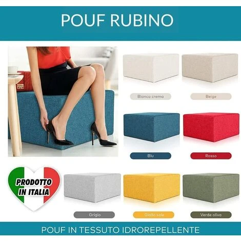 EVERGREENWEB Pouf Poggiapiedi 83x83 Cm Per Divano Sgabello Cubo, Tessuto Idrorepellente: Pouf Design Moderno Per Soggiorno Camera Da Letto, Puff Salotto, Pouffe Rubino BLU 2 EVERGREENWEB Pouf Poggiapiedi 83x83 Cm Per Divano Sgabello Cubo, Tessuto Idrorepellente: Pouf Design Moderno Per Soggiorno Camera Da Letto, Puff Salotto, Pouffe Rubino BLU - immagine 2
