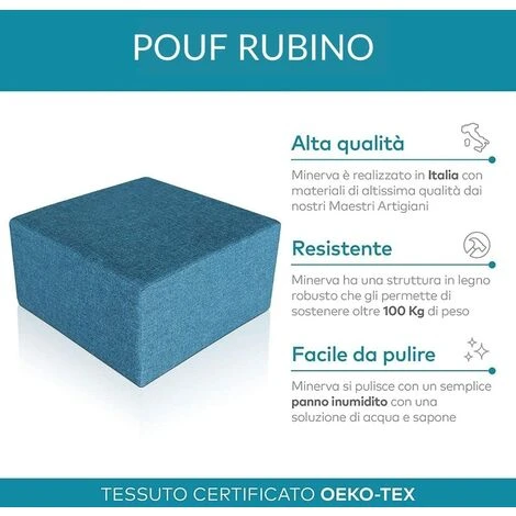EVERGREENWEB Pouf Poggiapiedi 83x83 Cm Per Divano Sgabello Cubo, Tessuto Idrorepellente: Pouf Design Moderno Per Soggiorno Camera Da Letto, Puff Salotto, Pouffe Rubino BLU 3 EVERGREENWEB Pouf Poggiapiedi 83x83 Cm Per Divano Sgabello Cubo, Tessuto Idrorepellente: Pouf Design Moderno Per Soggiorno Camera Da Letto, Puff Salotto, Pouffe Rubino BLU - immagine 3