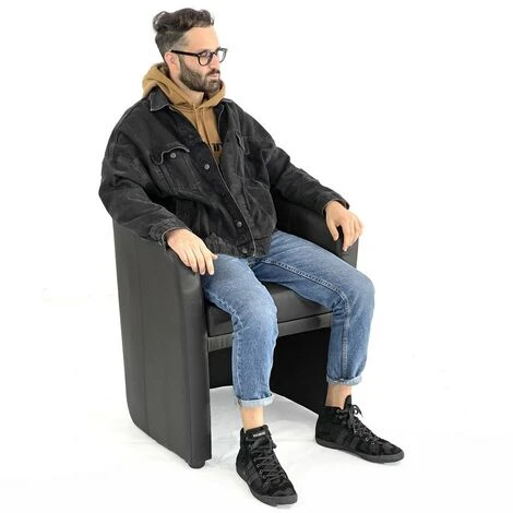 Poltrona A Pozzetto Dada In Ecopelle Grigio 3 Poltrona A Pozzetto Dada In Ecopelle Grigio - immagine 3