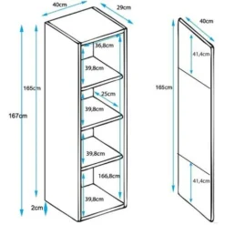 Vetrinetta Con Piedini In Alluminium 1 Anta 4 Scomparti – Nero E Bianco Finitura Lucida LED – 40 X 177 X 29cm – LUKE V6 -Negozio al dettaglio VIDAXL || HOMCOM || Songmics 55606389 4