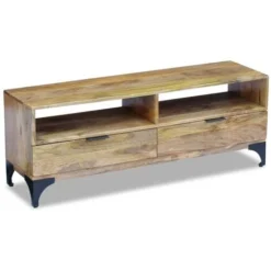 Nova Mobile Porta TV In Legno Di Mango Con 2 Cassetti 120x35x45 Cm