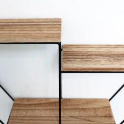 Mensola In Metallo Nero Con 3 Tavole In Legno - Mensola Esagonale - 48x55x10 Cm -Negozio al dettaglio VIDAXL || HOMCOM || Songmics 56342023 5