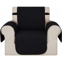 Deconovo Copripoltrona Trapuntato Antiscivolo Con Tasche - Nero