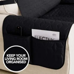 Deconovo Copripoltrona Trapuntato Antiscivolo Con Tasche - Nero -Negozio al dettaglio VIDAXL || HOMCOM || Songmics 57115876 5