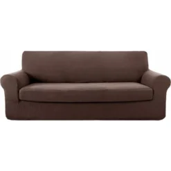 Deconovo Copridivano 4 Posti In Elastico Universale Con Bassetti Per Divano Da 237 A 250cm - Cioccolato