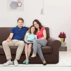 Deconovo Copridivano 4 Posti In Elastico Universale Con Bassetti Per Divano Da 237 A 250cm - Cioccolato -Negozio al dettaglio VIDAXL || HOMCOM || Songmics 57116429 3