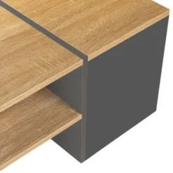 Tavolo Basso Da Bar Contemporaneo IZIA Con Contenitore Grigio E Legno -Negozio al dettaglio VIDAXL || HOMCOM || Songmics 57241763 5