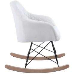 Poltrona Sedia Dondolo Relax Base Slitta Scandinavo Imbottita Design Unic Crema -Negozio al dettaglio VIDAXL || HOMCOM || Songmics 57911279 5