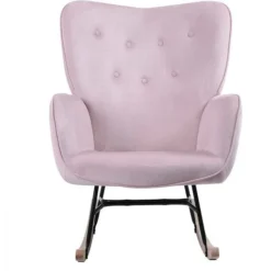 Poltrona Sedia Dondolo Relax Tessuto E Metallo Imbottita Design Moderno Rosa -Negozio al dettaglio VIDAXL || HOMCOM || Songmics 58049193 4