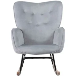 Poltrona Sedia Dondolo Relax Tessuto E Metallo Imbottita Design Moderno Grigio -Negozio al dettaglio VIDAXL || HOMCOM || Songmics 58049195 4