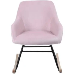 Poltrona Sedia Dondolo Relax Tessuto E Metallo Imbottita Design Moderno Rosa -Negozio al dettaglio VIDAXL || HOMCOM || Songmics 58125742 4