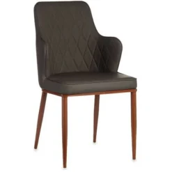 Poltrona Grigio Rombos Ecopelle Acciaio (52 X 90 X 43 Cm)