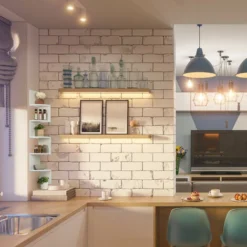 Relaxdays Libreria Angolare, 5 Ripiani, HLP 122,5 X 19,5 X 19,5 Cm, Scaffale Sospeso Con Design Asimmetrico, Bianco -Negozio al dettaglio VIDAXL || HOMCOM || Songmics 58226742 5