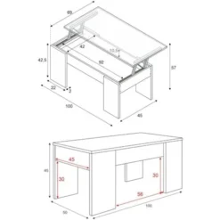 Tavolino Da Salotto, Tavolino Da Caffè Con Piano Elevabile, Tavolo Basso Da Soggiorno, Cm 100x50h45/56, Bianco E Rovere 7 Tavolino Da Salotto, Tavolino Da Caffè Con Piano Elevabile, Tavolo Basso Da Soggiorno, Cm 100x50h45/56, Bianco E Rovere -Negozio al dettaglio VIDAXL || HOMCOM || Songmics 58337803 3