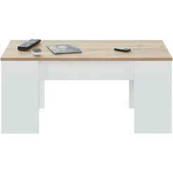 Tavolino Da Salotto, Tavolino Da Caffè Con Piano Elevabile, Tavolo Basso Da Soggiorno, Cm 100x50h45/56, Bianco E Rovere 9 Tavolino Da Salotto, Tavolino Da Caffè Con Piano Elevabile, Tavolo Basso Da Soggiorno, Cm 100x50h45/56, Bianco E Rovere -Negozio al dettaglio VIDAXL || HOMCOM || Songmics 58337803 5