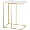 Outsunny Tavolino Da Salotto Con Piano Effetto Marmo E Base In Metallo, 48x30.5x61cm, Bianco E Oro