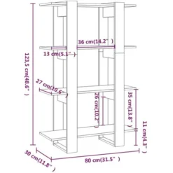 Libreria/Divisorio Grigio Sonoma 80x30x123,5 Cm VidaXL 7 Libreria/Divisorio Grigio Sonoma 80x30x123,5 Cm VidaXL -Negozio al dettaglio VIDAXL || HOMCOM || Songmics 59122002 3