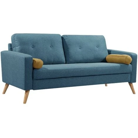 Divano 3 Posti TATUM In Tessuto - Blu 1 Divano 3 Posti TATUM In Tessuto - Blu