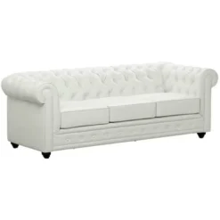 Divano CHESTERFIELD 3 Posti In Similpelle Bianco