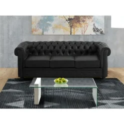 Divano CHESTERFIELD 3 Posti In Similpelle Bianco -Negozio al dettaglio VIDAXL || HOMCOM || Songmics 59284546 5