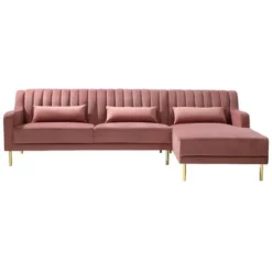 Divano Angolare In Velluto Rosa Antico - Penisola A Destra - MEYREUIL 7 Divano Angolare In Velluto Rosa Antico - Penisola A Destra - MEYREUIL -Negozio al dettaglio VIDAXL || HOMCOM || Songmics 59284639 3