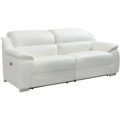 Divano Relax 3 Posti Elettrico In Pelle Avorio - ARENA II