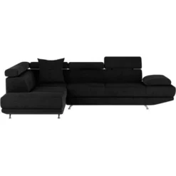 Divano Angolare XL In Tessuto Nero - Angolo A Sinistra - ROMAIN -Negozio al dettaglio VIDAXL || HOMCOM || Songmics 59285220 3