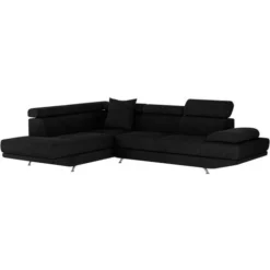 Divano Angolare XL In Tessuto Nero - Angolo A Sinistra - ROMAIN -Negozio al dettaglio VIDAXL || HOMCOM || Songmics 59285220 4