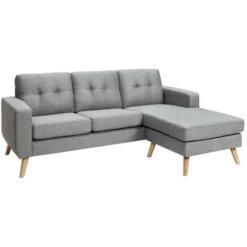 Divano Angolare In Tessuto Grigio Chiné - BARTOLOME -Negozio al dettaglio VIDAXL || HOMCOM || Songmics 59285267 3