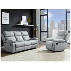 Divano Relax 3 Posti In Tessuto Grigio - LANA -Negozio al dettaglio VIDAXL || HOMCOM || Songmics 59285685 3