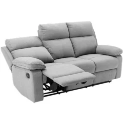 Divano Relax 3 Posti In Tessuto Grigio - LANA -Negozio al dettaglio VIDAXL || HOMCOM || Songmics 59285685 5