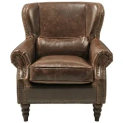 Poltrona 100% Pelle Marrone - EDOUARD