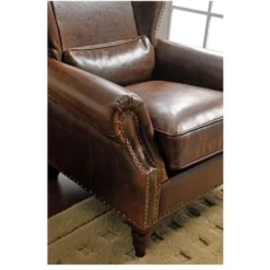 Poltrona 100% Pelle Marrone - EDOUARD -Negozio al dettaglio VIDAXL || HOMCOM || Songmics 59285797 3