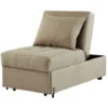 Poltrona Letto In Tessuto Beige - LESNA