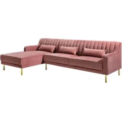 Divano Angolare In Velluto Rosa Antico - Penisola A Sinistra - MEYREUIL -Negozio al dettaglio VIDAXL || HOMCOM || Songmics 59285909 4