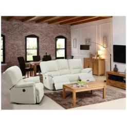 Poltrona Relax Elettrica In Cuoio Avorio - MARCIS -Negozio al dettaglio VIDAXL || HOMCOM || Songmics 59285948 3