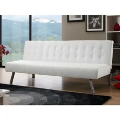 Divano Letto Clic Clac In Similpelle Bianco - GUILLAUME