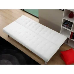 Divano Letto Clic Clac In Similpelle Bianco - GUILLAUME -Negozio al dettaglio VIDAXL || HOMCOM || Songmics 59286327 4