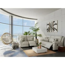 Divano Relax 3 Posti In Pelle Di Bufalo - Avorio - PAKITA -Negozio al dettaglio VIDAXL || HOMCOM || Songmics 59286584 3